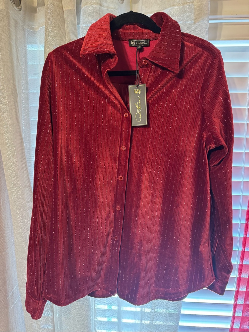 DG2 Red Velvet Button-Up Shirt